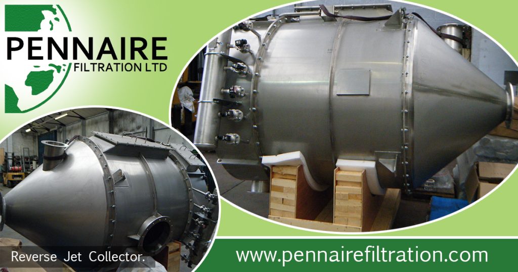 Pennaire bespoke stainless steel cylindrical reverse jet collector
