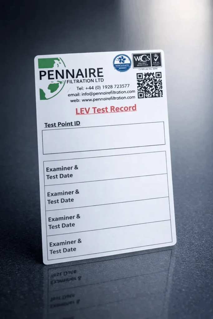 LEV Test sticker by Pennaire Filtration